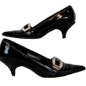 VNTG Prada Vernice Black Patent Leather Kitten Heels  IOB‎ — SZ US 6 / EU 36